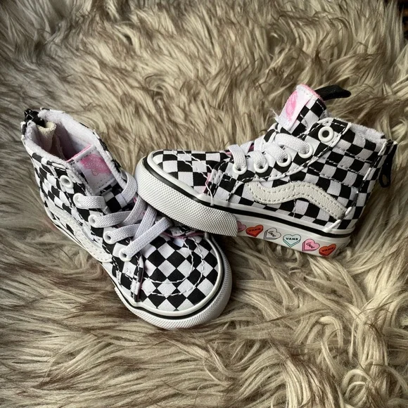 🩷🤍❤️ Vans Toddler Sk8-Hi Zip Candy Hearts - Picture 3 of 12
